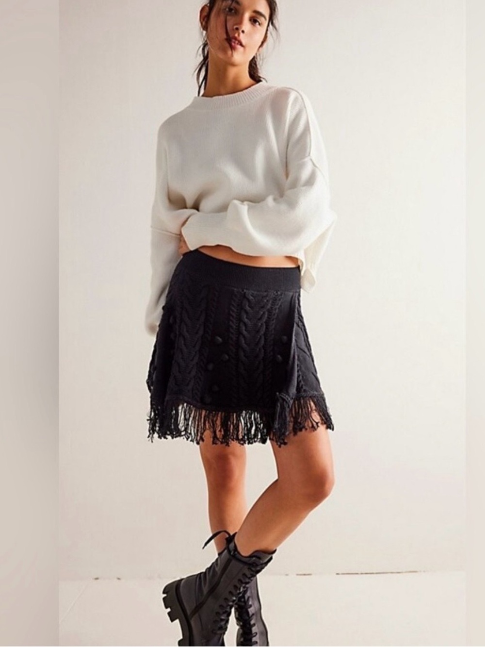 Free People Let’s Get Cozy Swit Knit Mini Skirt - Picture 3 of 6